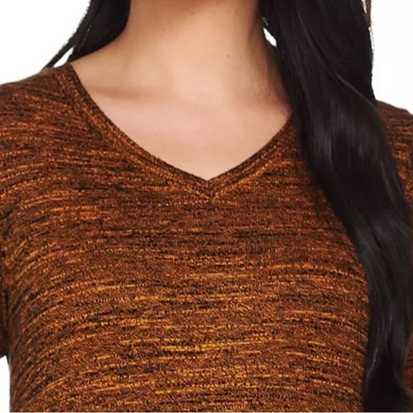 LOGO By Lori Goldstein Melange Cotton Cashmere Sweater Bordeaux Size Medium - Picture 3 of 8